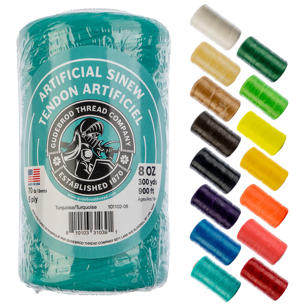 Gudebrod 70lb. 5-Ply Artificial Sinew Thread, 300yd. | Made in USA